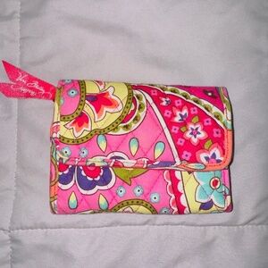 Vera Bradley Pink Floral Print Quilted Small Trifold Wallet